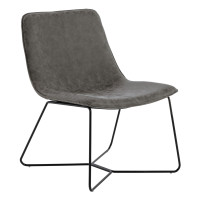 OSP Home Furnishings GYSB-P47 Grayson Accent Chair in Charcoal Faux Leather with Black Base